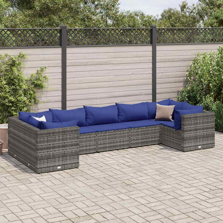 Set Mobilier De Grădină Cu Perne, 6 Piese, Negru, Poliratan