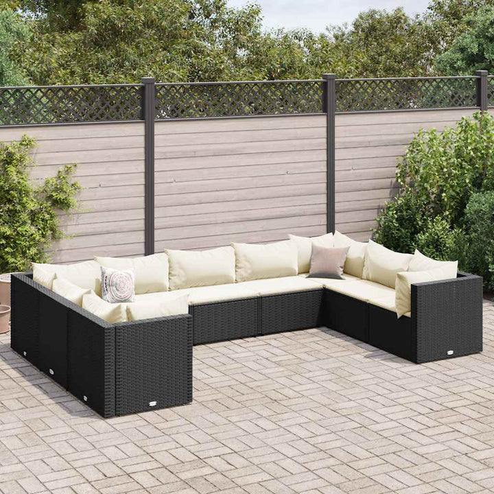 Set Mobilier De Grădină Cu Perne, 6 Piese, Negru, Poliratan