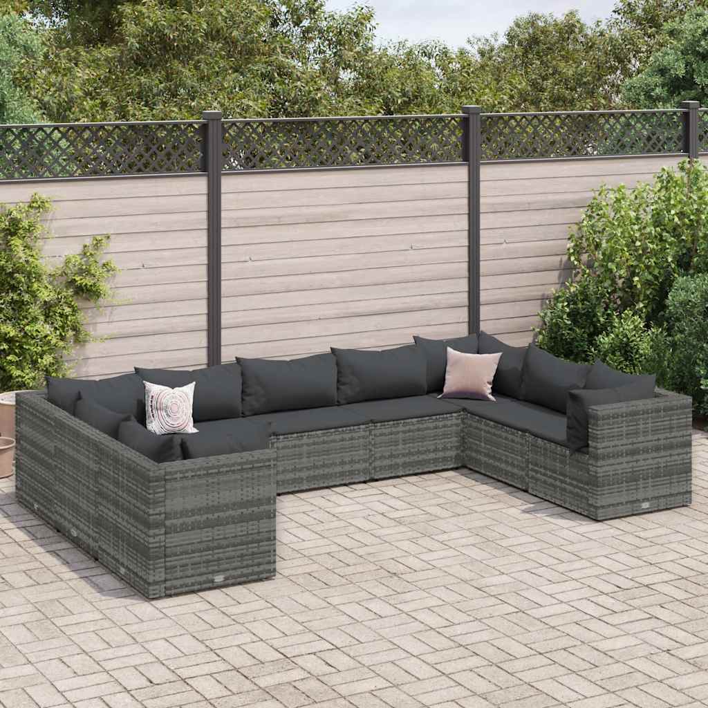 Set Mobilier De Grădină Cu Perne, 6 Piese, Negru, Poliratan
