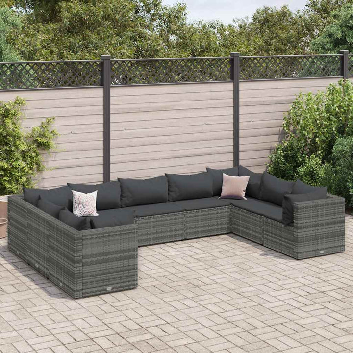 Set Mobilier De Grădină Cu Perne, 6 Piese, Negru, Poliratan