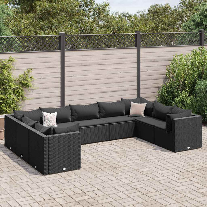 Set Mobilier De Grădină Cu Perne, 6 Piese, Negru, Poliratan