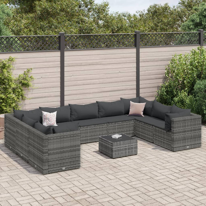 Set Mobilier De Grădină Cu Perne, 6 Piese, Negru, Poliratan