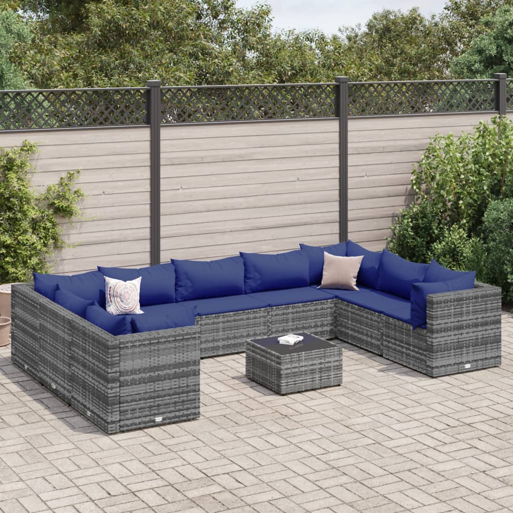 Set Mobilier De Grădină Cu Perne, 6 Piese, Negru, Poliratan