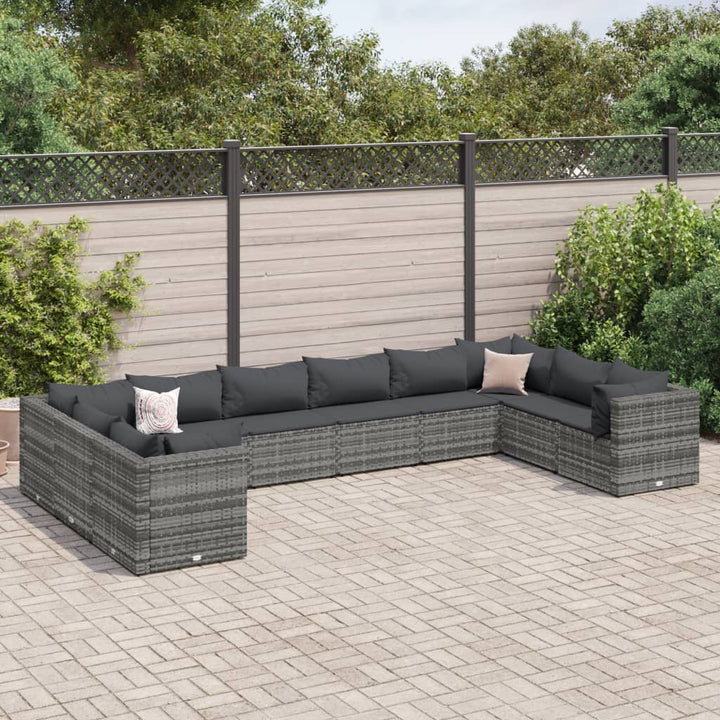 Set Mobilier De Grădină Cu Perne, 6 Piese, Negru, Poliratan