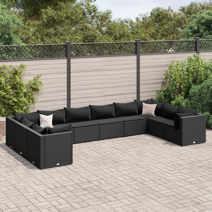 Set Mobilier De Grădină Cu Perne, 6 Piese, Negru, Poliratan