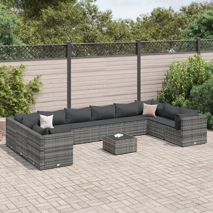 Set Mobilier De Grădină Cu Perne, 6 Piese, Negru, Poliratan