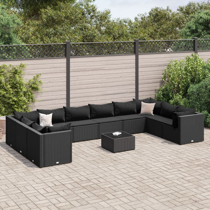 Set Mobilier De Grădină Cu Perne, 6 Piese, Negru, Poliratan
