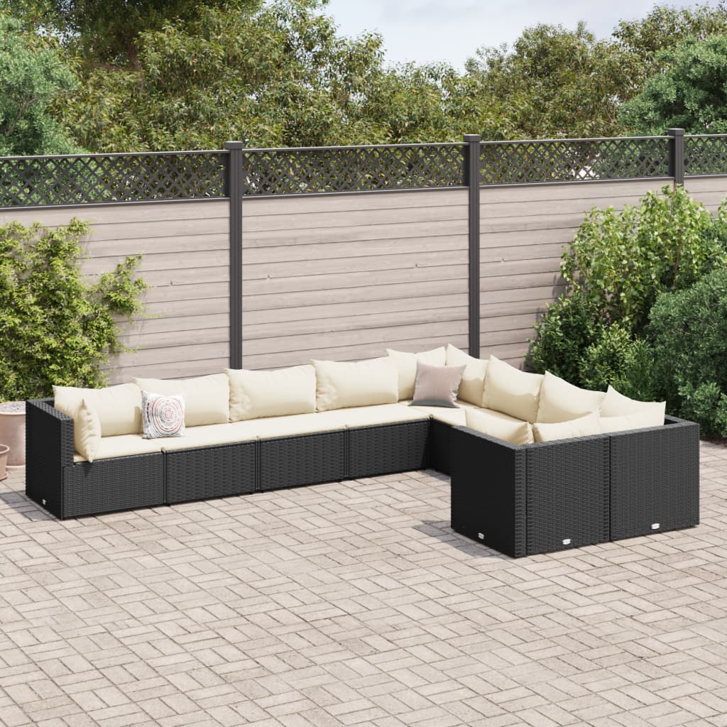 Set Mobilier De Grădină Cu Perne, 10 Piese, , Poliratan