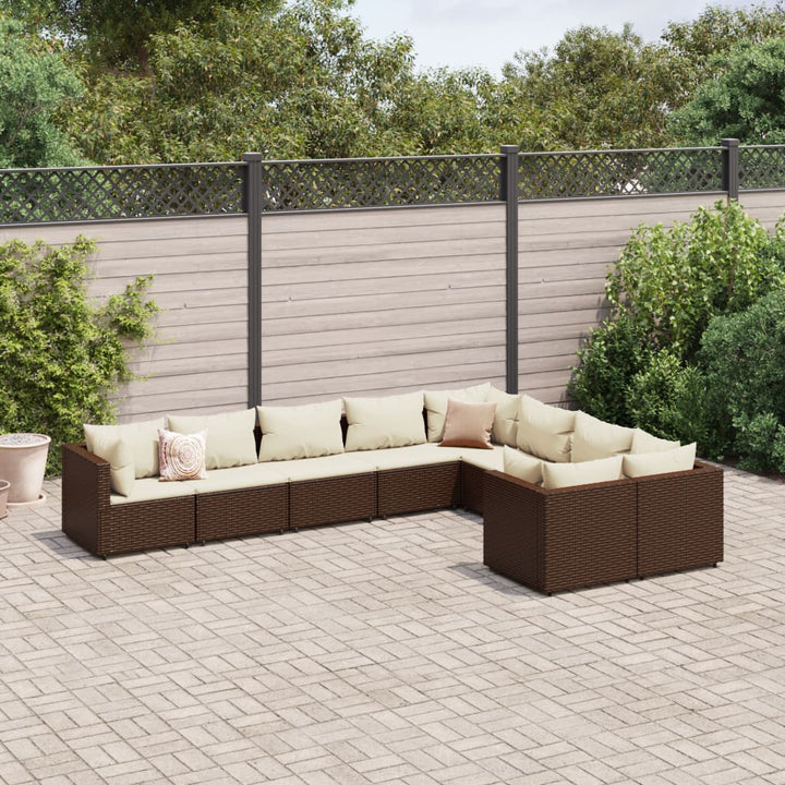 Set Mobilier De Grădină Cu Perne, 10 Piese, , Poliratan