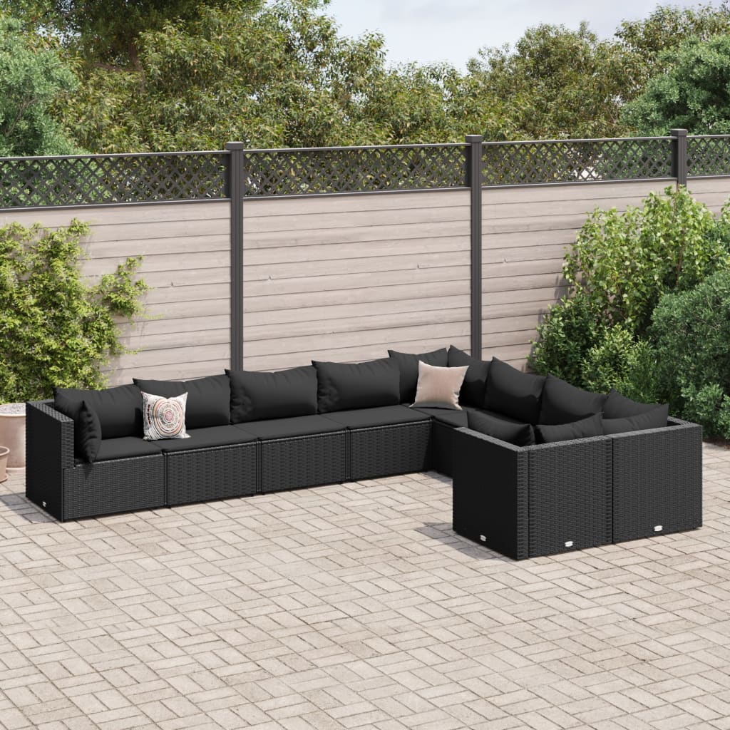 Set Mobilier De Grădină Cu Perne, 10 Piese, , Poliratan
