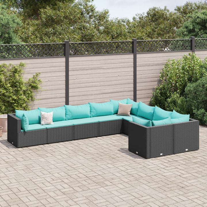 Set Mobilier De Grădină Cu Perne, 10 Piese, , Poliratan