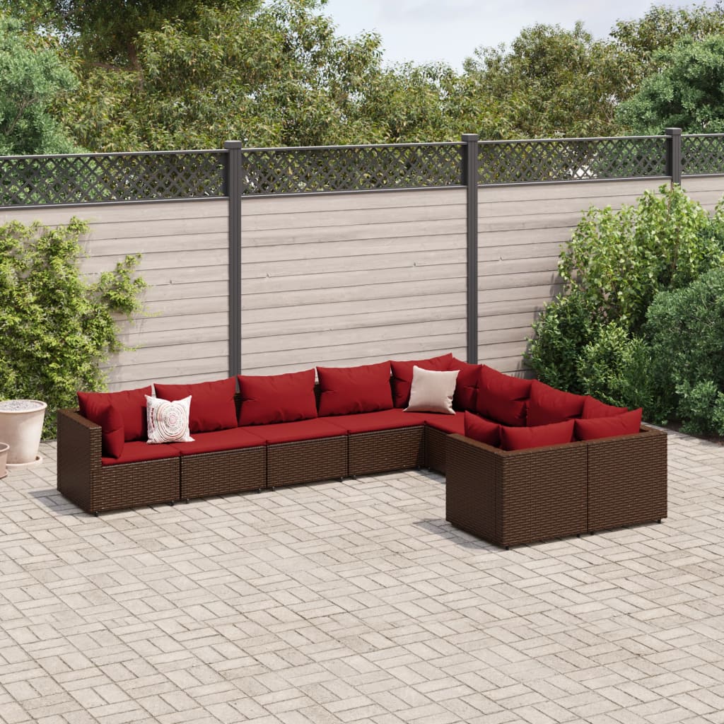 Set Mobilier De Grădină Cu Perne, 10 Piese, , Poliratan