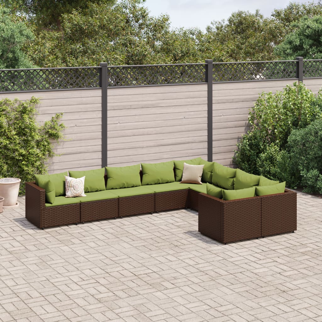 Set Mobilier De Grădină Cu Perne, 10 Piese, , Poliratan