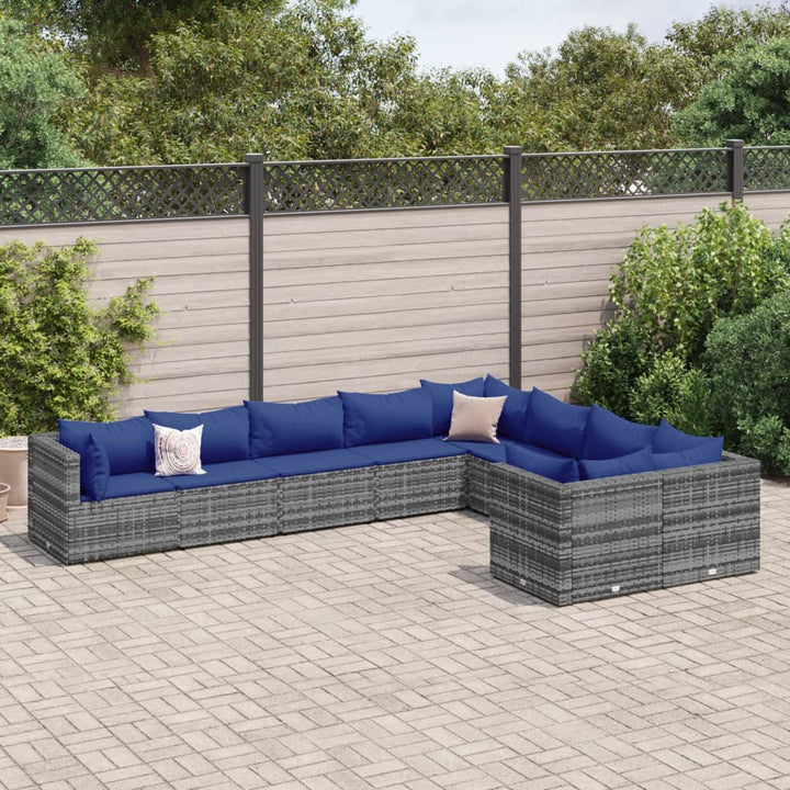 Set Mobilier De Grădină Cu Perne, 10 Piese, , Poliratan