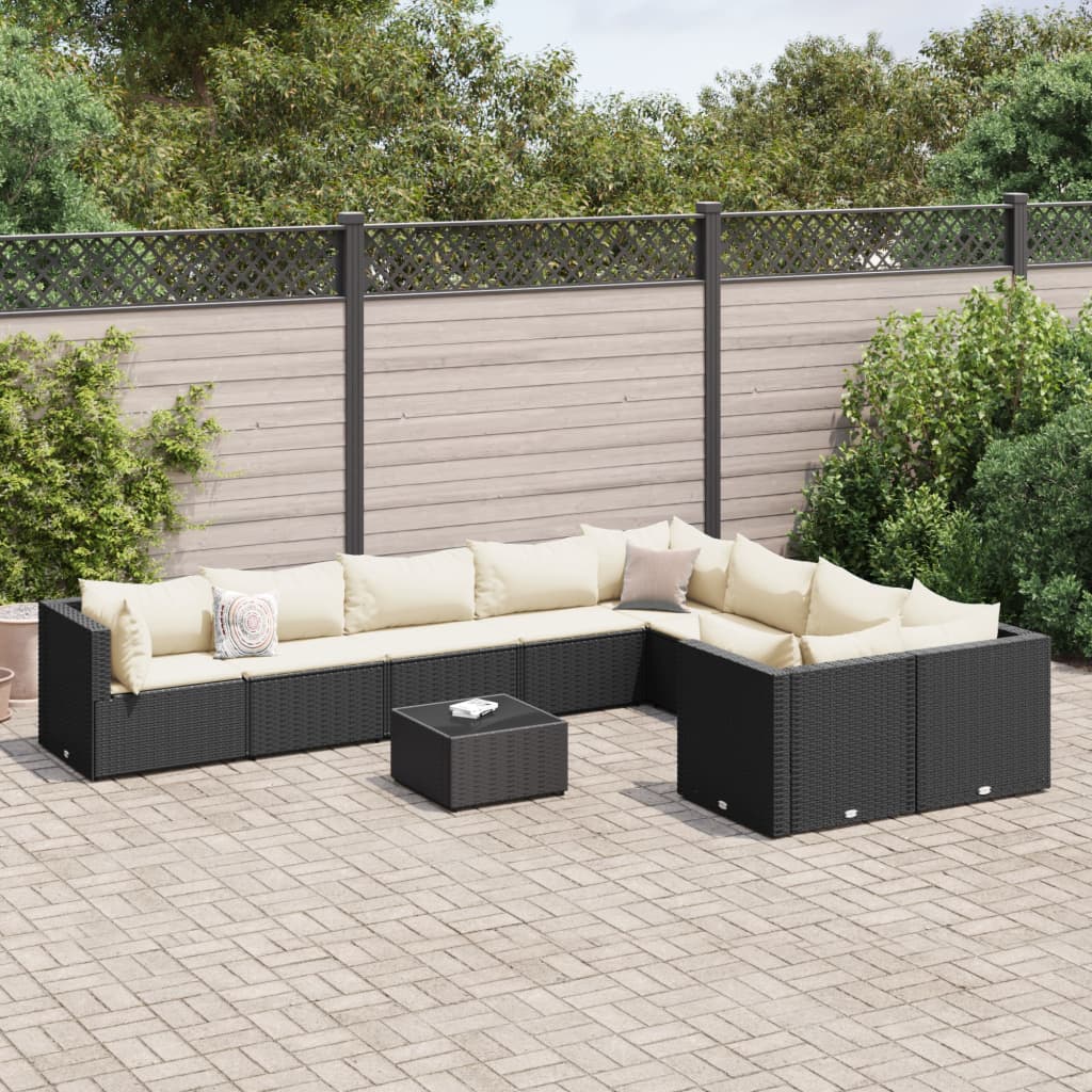 Set Mobilier De Grădină Cu Perne, 10 Piese, , Poliratan