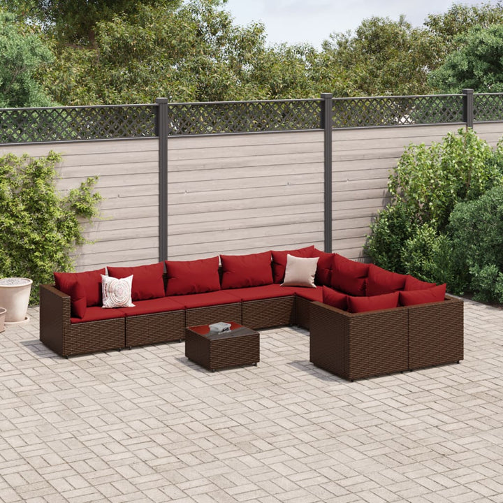 Set Mobilier De Grădină Cu Perne, 10 Piese, , Poliratan