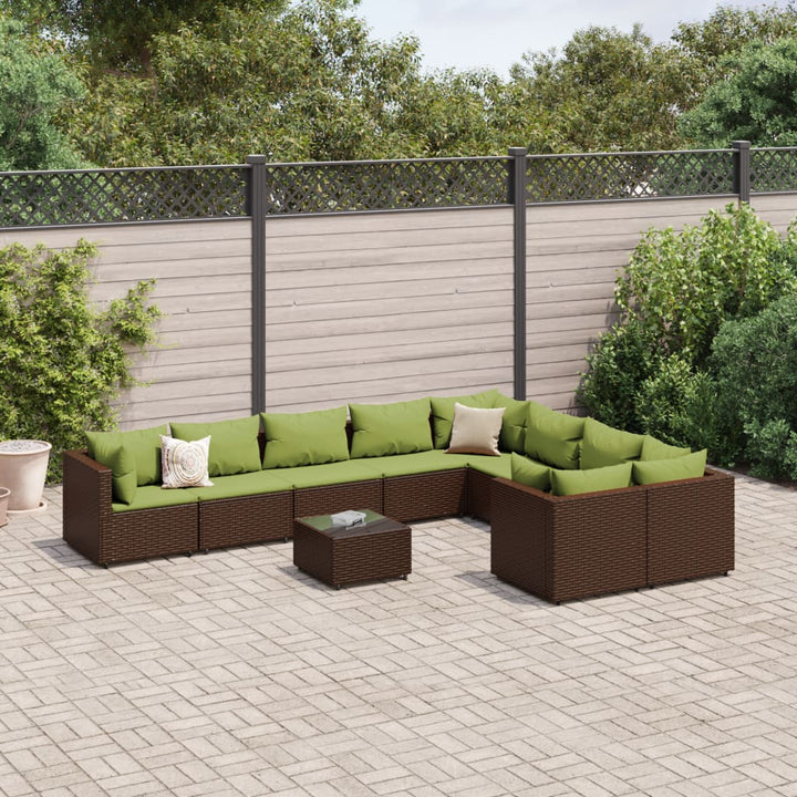 Set Mobilier De Grădină Cu Perne, 10 Piese, , Poliratan