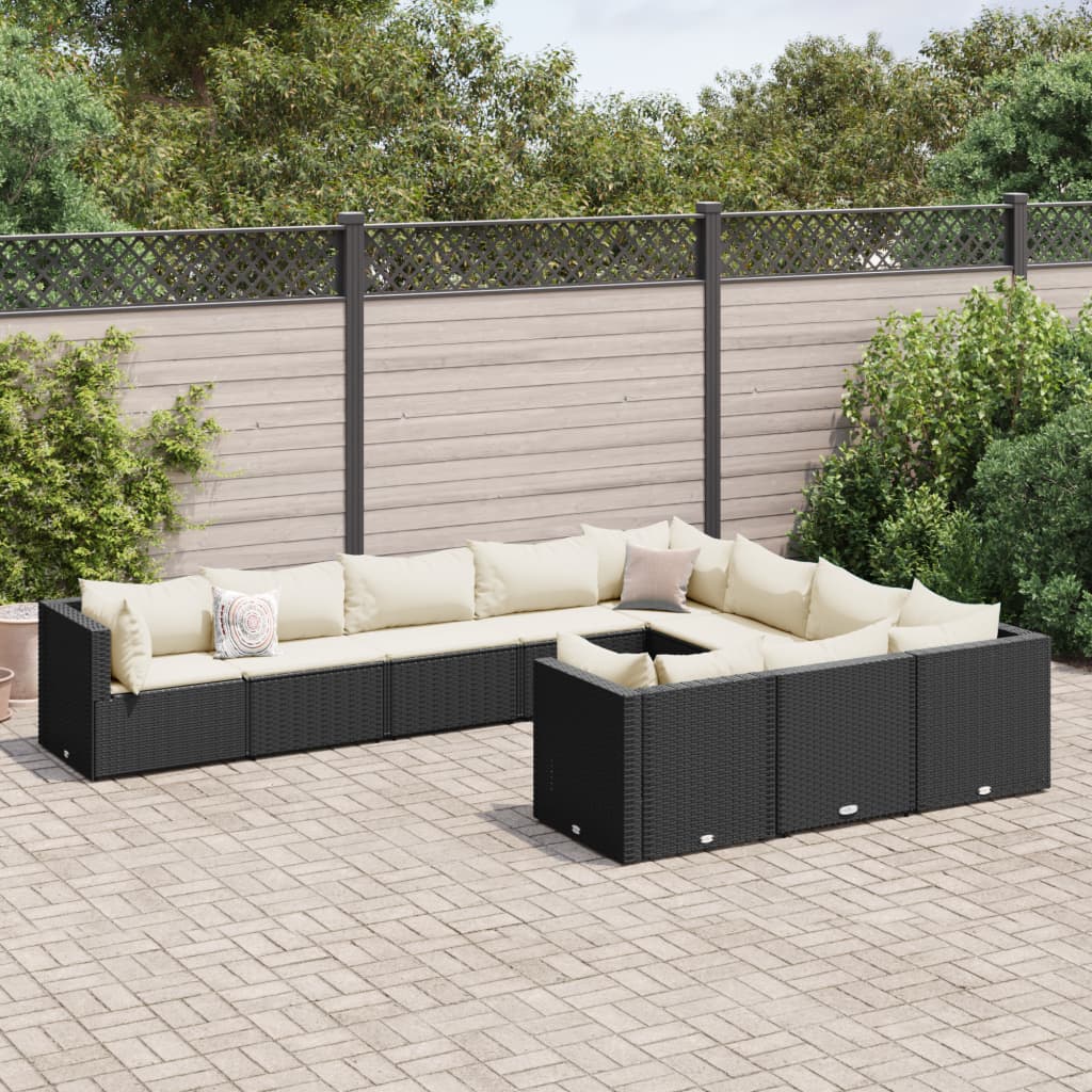 Set Mobilier De Grădină Cu Perne, 10 Piese, , Poliratan