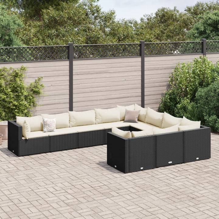 Set Mobilier De Grădină Cu Perne, 10 Piese, , Poliratan