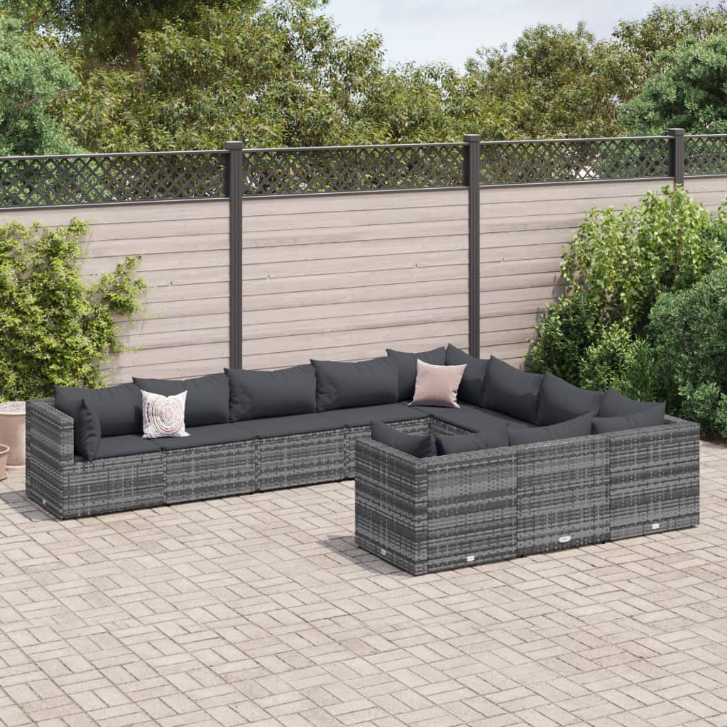 Set Mobilier De Grădină Cu Perne, 10 Piese, , Poliratan