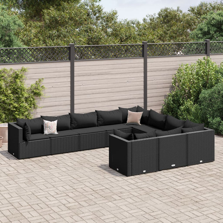 Set Mobilier De Grădină Cu Perne, 10 Piese, , Poliratan
