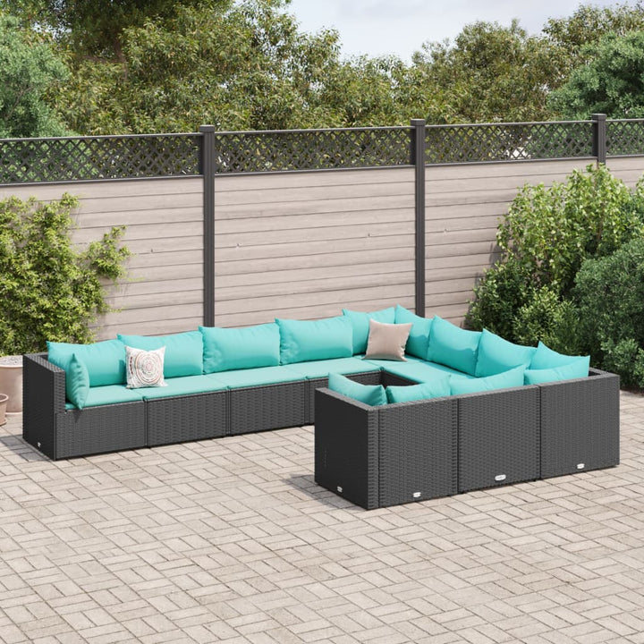 Set Mobilier De Grădină Cu Perne, 10 Piese, , Poliratan