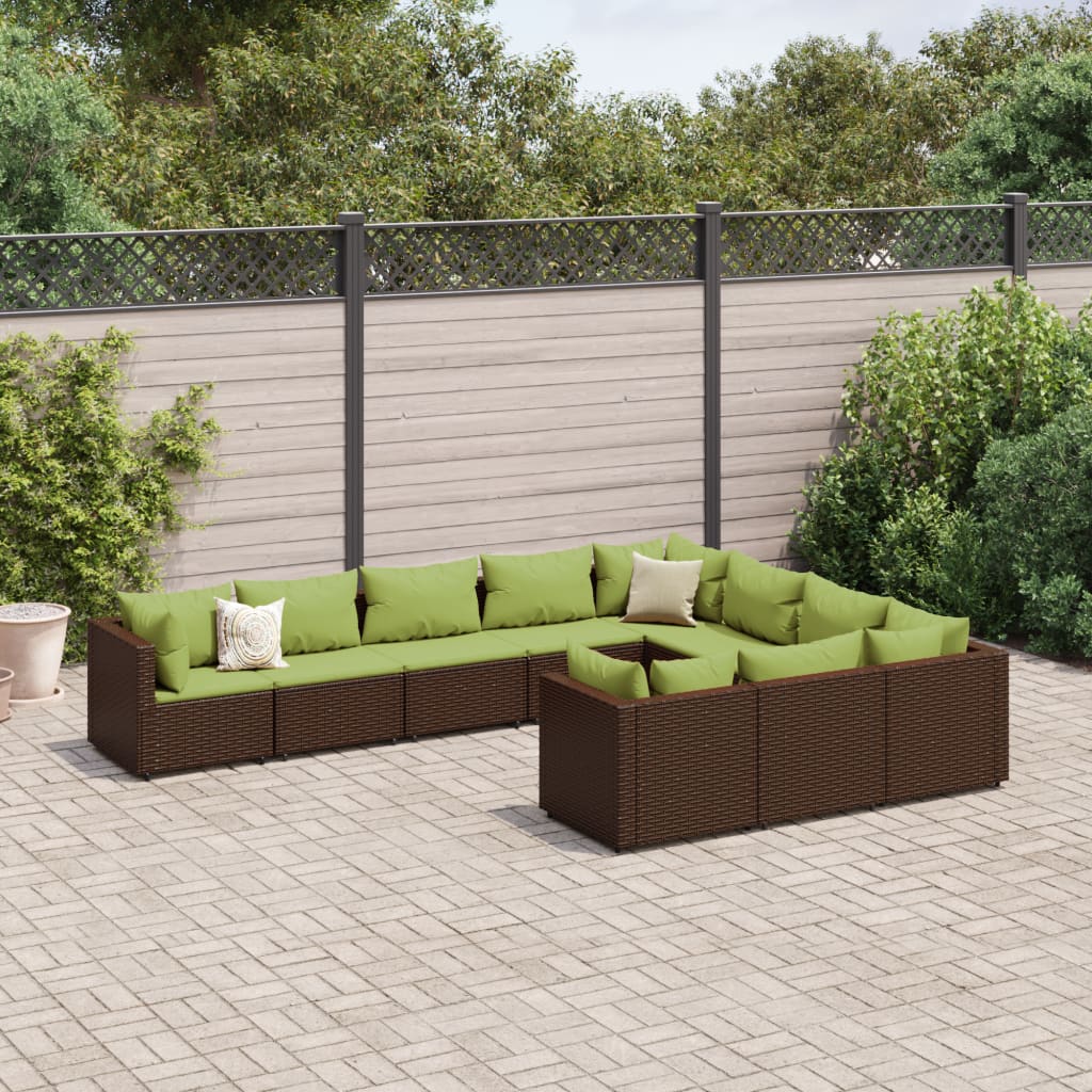 Set Mobilier De Grădină Cu Perne, 10 Piese, , Poliratan