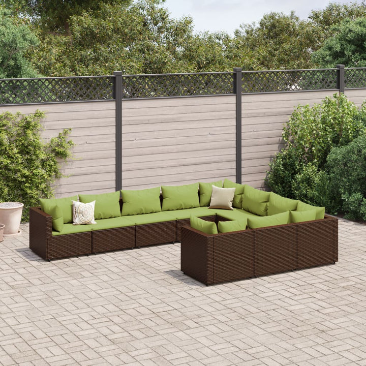 Set Mobilier De Grădină Cu Perne, 10 Piese, , Poliratan