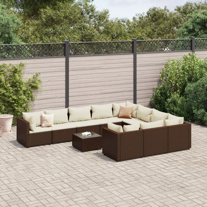 Set Mobilier De Grădină Cu Perne, 10 Piese, , Poliratan