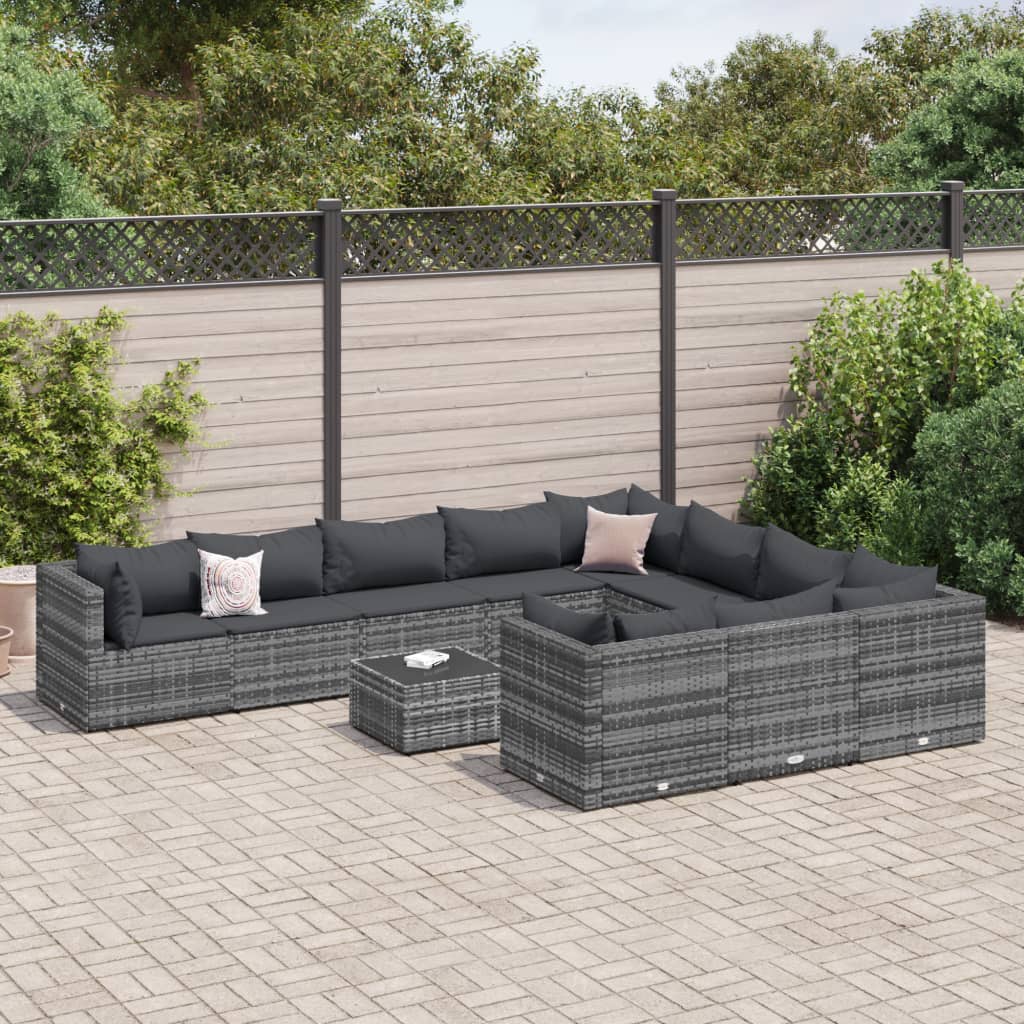 Set Mobilier De Grădină Cu Perne, 10 Piese, , Poliratan