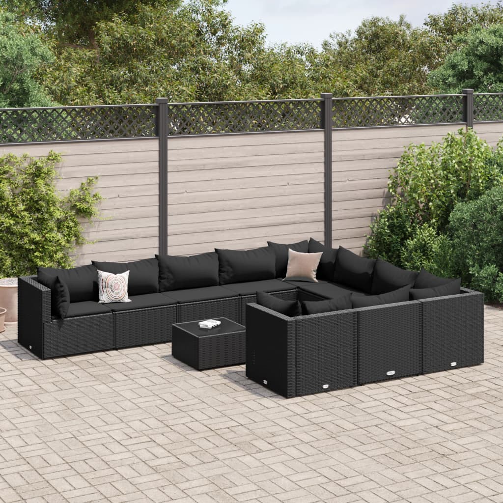 Set Mobilier De Grădină Cu Perne, 10 Piese, , Poliratan