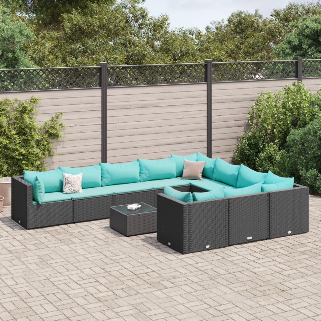 Set Mobilier De Grădină Cu Perne, 10 Piese, , Poliratan