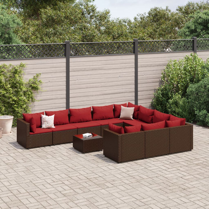 Set Mobilier De Grădină Cu Perne, 10 Piese, , Poliratan