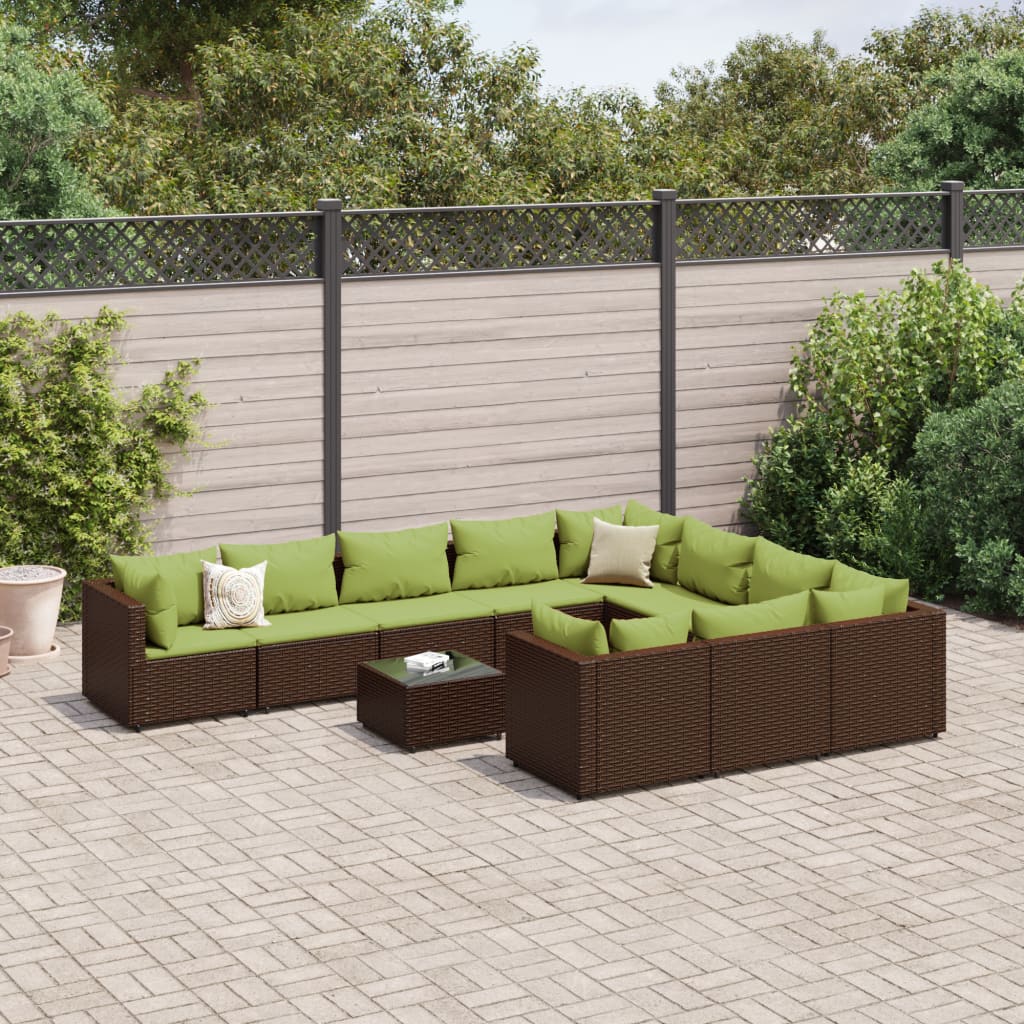 Set Mobilier De Grădină Cu Perne, 10 Piese, , Poliratan