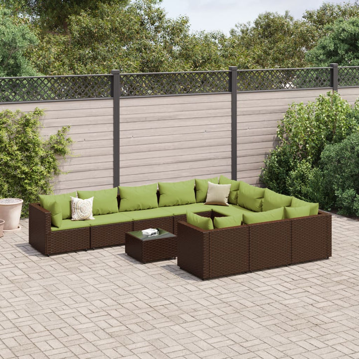 Set Mobilier De Grădină Cu Perne, 10 Piese, , Poliratan