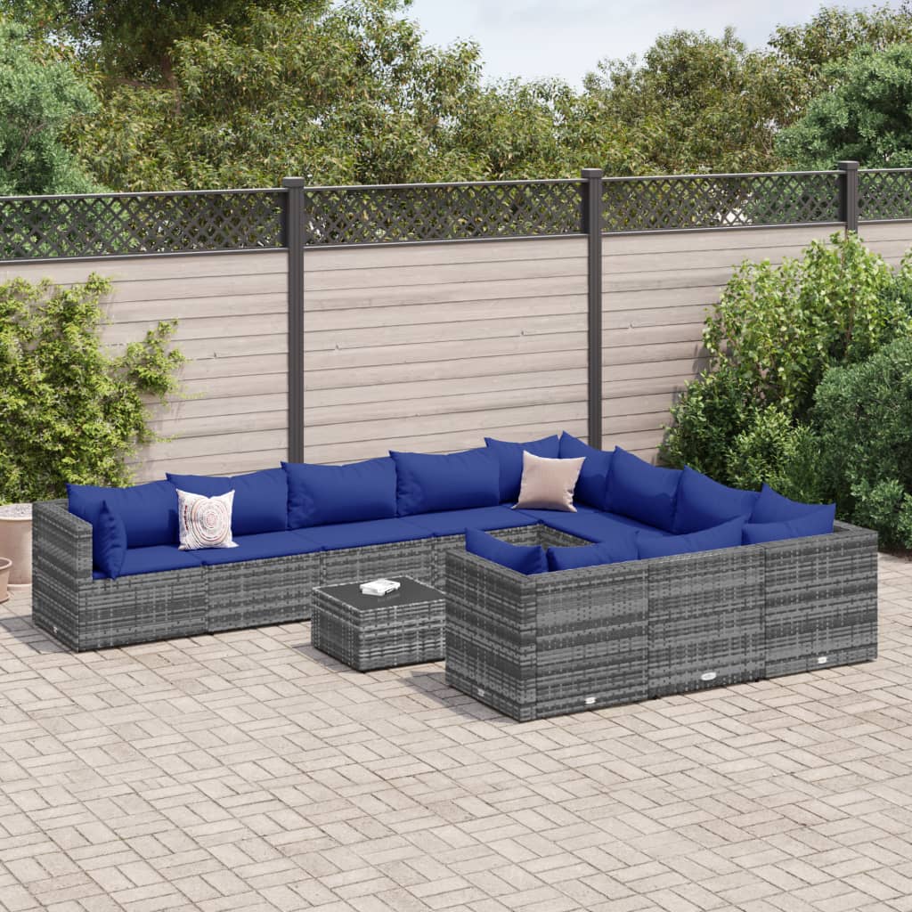Set Mobilier De Grădină Cu Perne, 10 Piese, , Poliratan