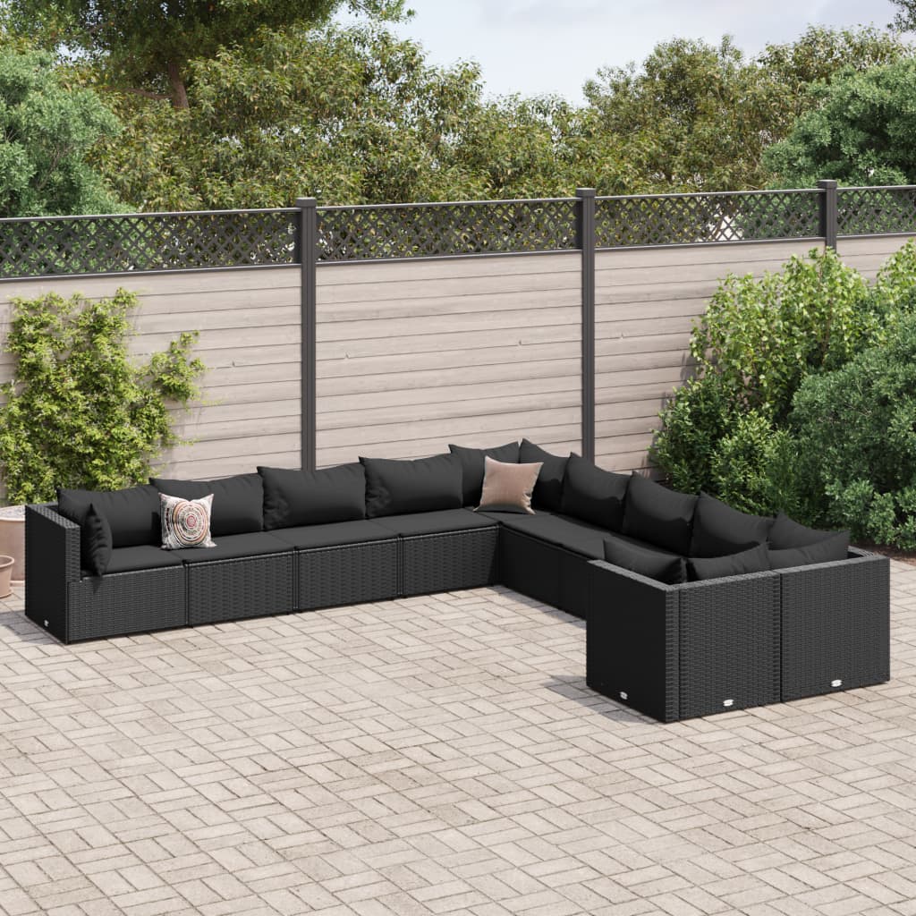 Set Canapele De Grădină Cu Perne, 11 Piese, , Poliratan