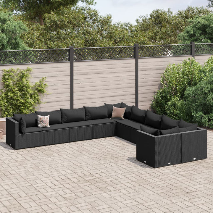 Set Canapele De Grădină Cu Perne, 11 Piese, , Poliratan