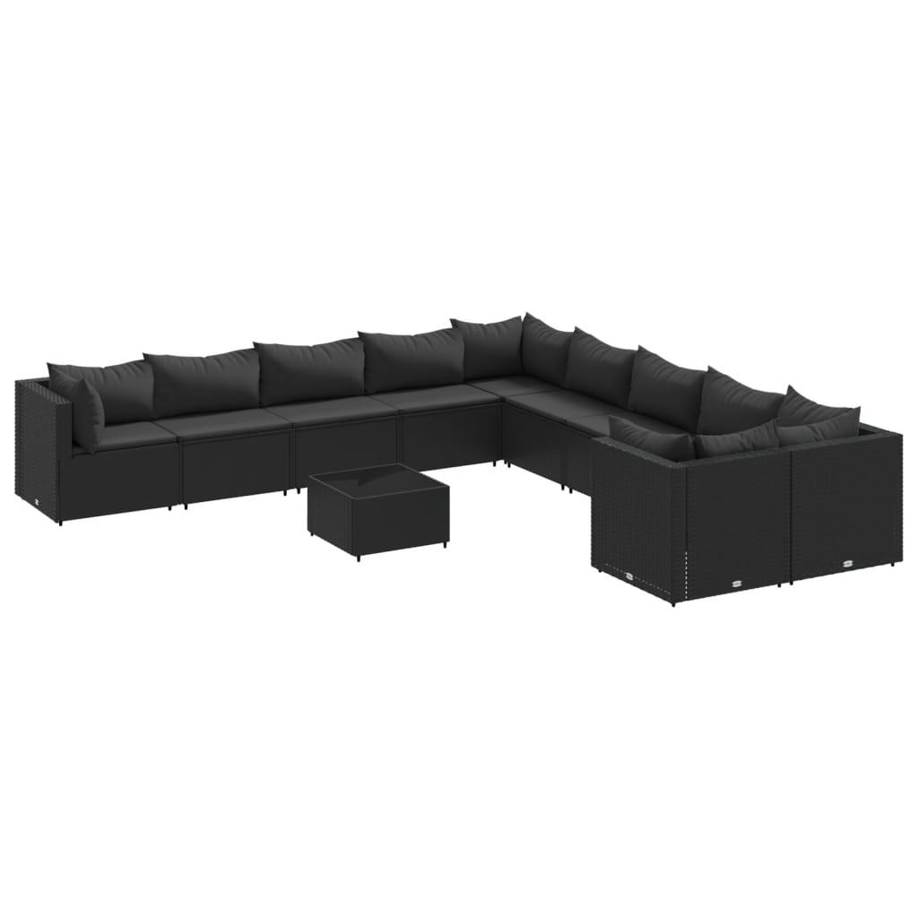 Set Canapele De Grădină Cu Perne, 11 Piese, , Poliratan