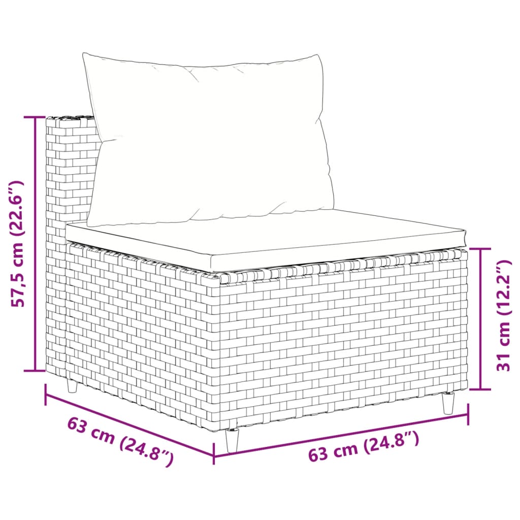 Set Canapele De Grădină Cu Perne, 11 Piese, , Poliratan