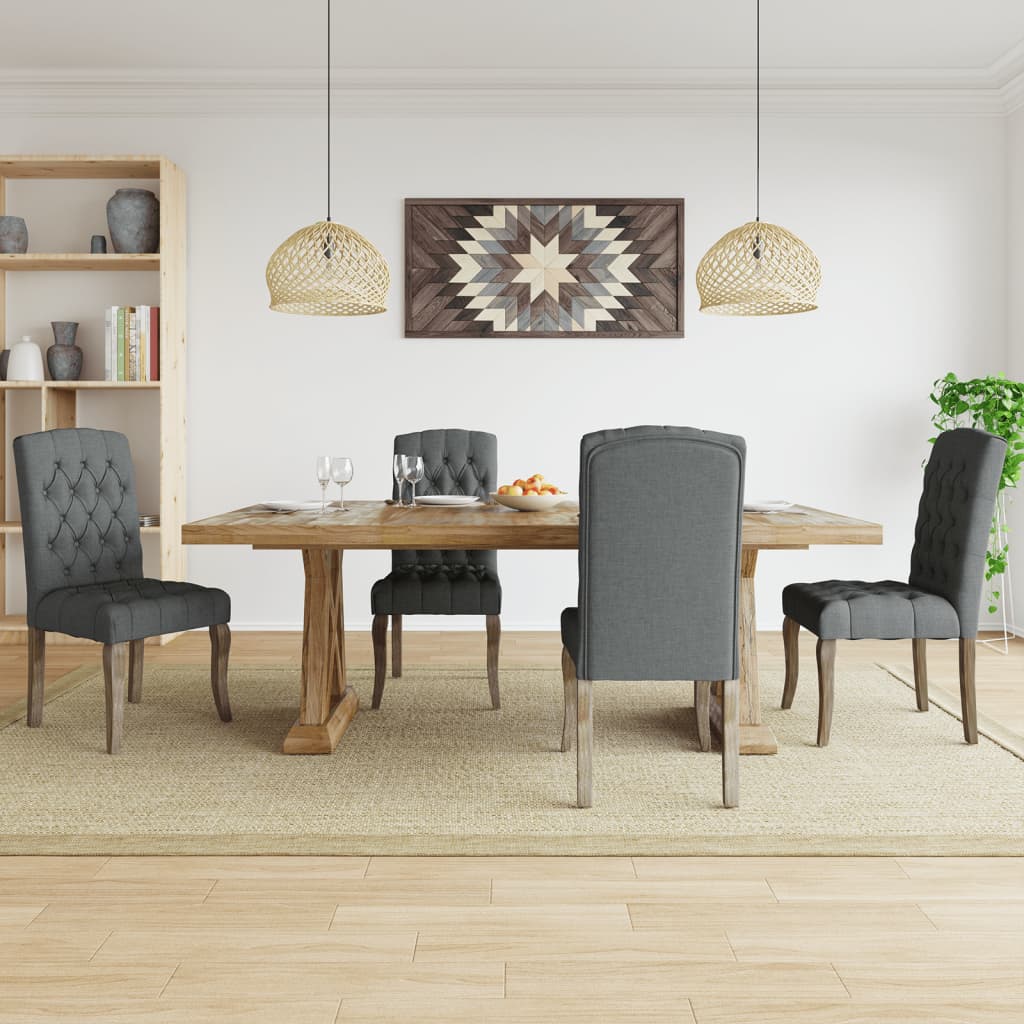 Scaune De Bucătărie, 6 Buc., , Textil Cu Aspect De Pânză