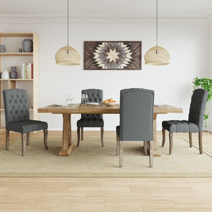 Scaune De Bucătărie, 6 Buc., , Textil Cu Aspect De Pânză
