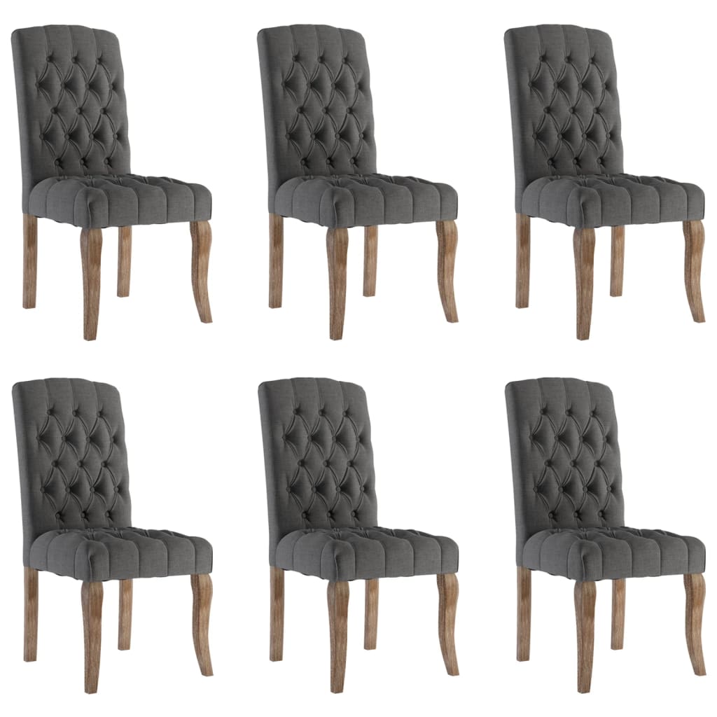 Scaune De Bucătărie, 6 Buc., , Textil Cu Aspect De Pânză