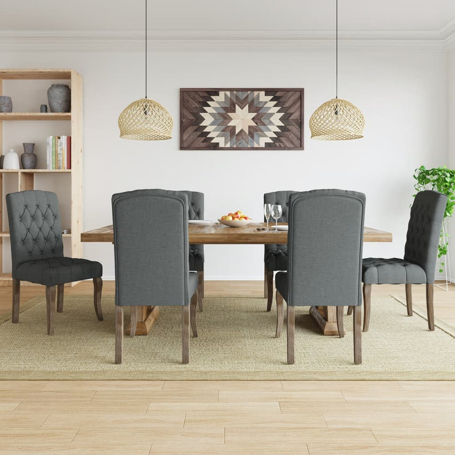 Scaune De Bucătărie, 6 Buc., , Textil Cu Aspect De Pânză