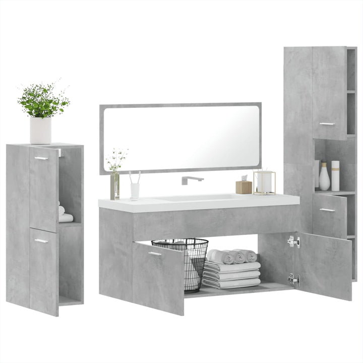 Set Mobilier De Baie, 4 Piese, , Lemn Compozit