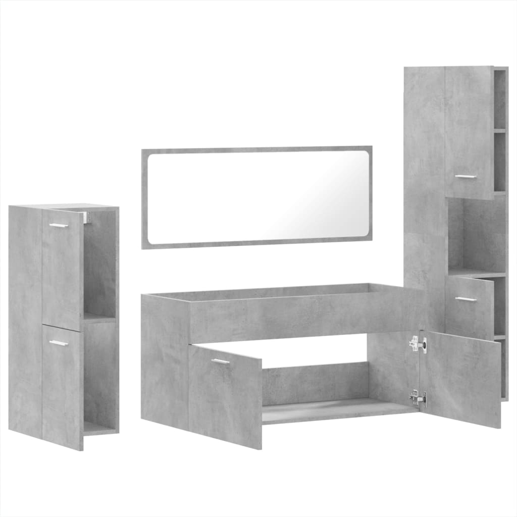 Set Mobilier De Baie, 4 Piese, , Lemn Compozit