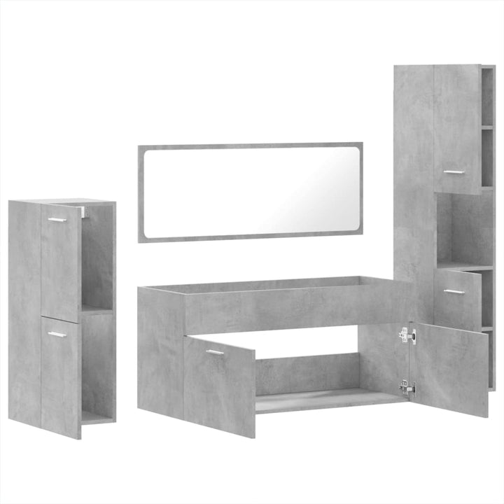 Set Mobilier De Baie, 4 Piese, , Lemn Compozit