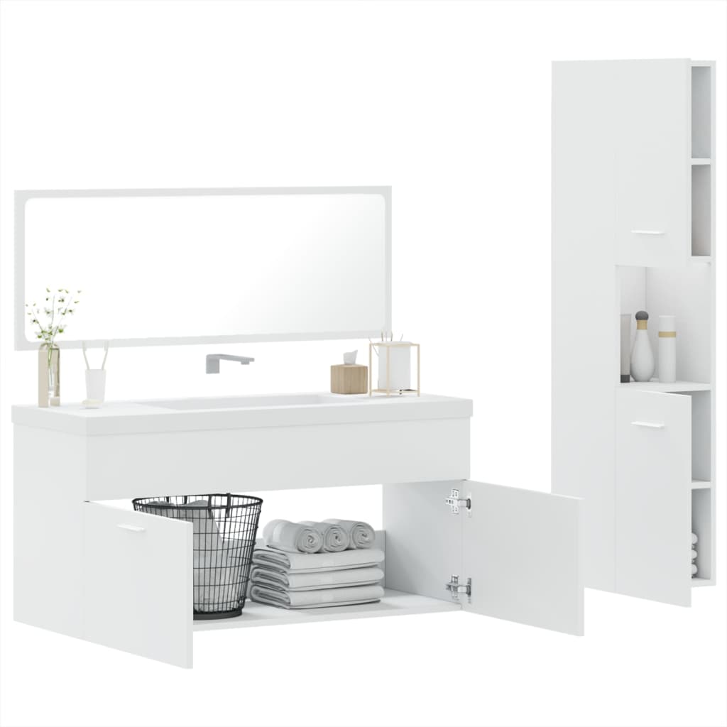 Set Mobilier De Baie, 3 Piese, , Lemn Compozit