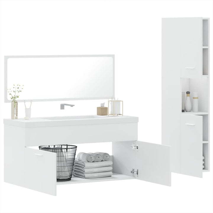 Set Mobilier De Baie, 3 Piese, , Lemn Compozit