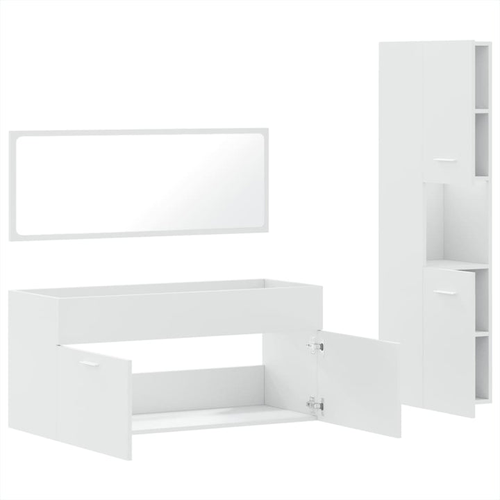 Set Mobilier De Baie, 3 Piese, , Lemn Compozit